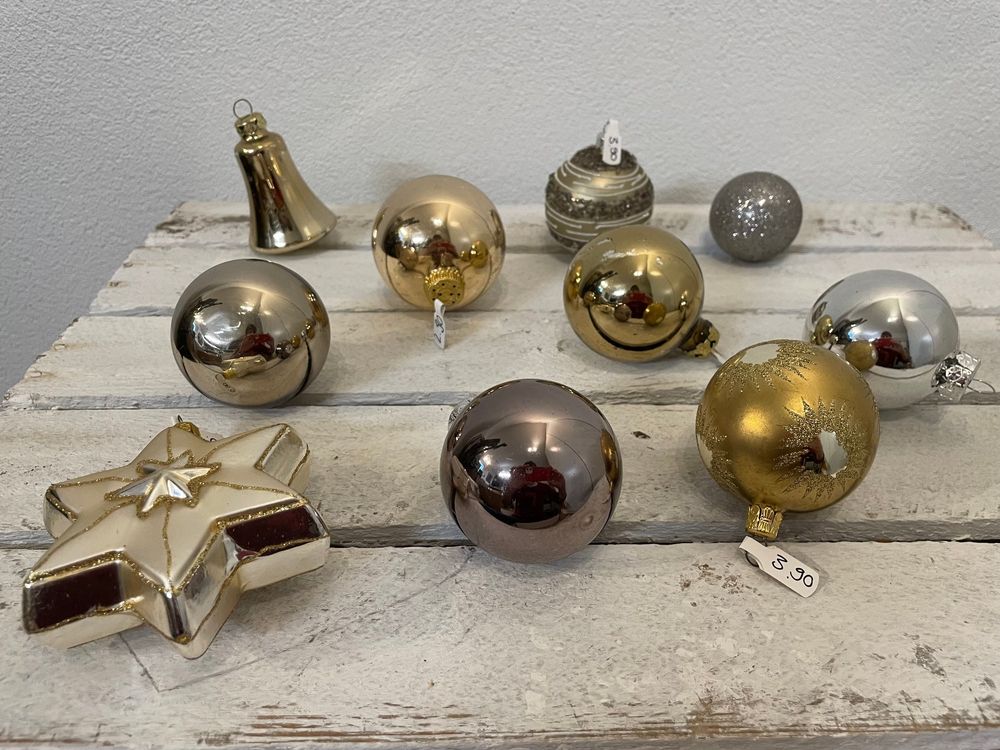 10 Weihnachtskugeln Christbaumschmuck Deko Gold Silber NEU