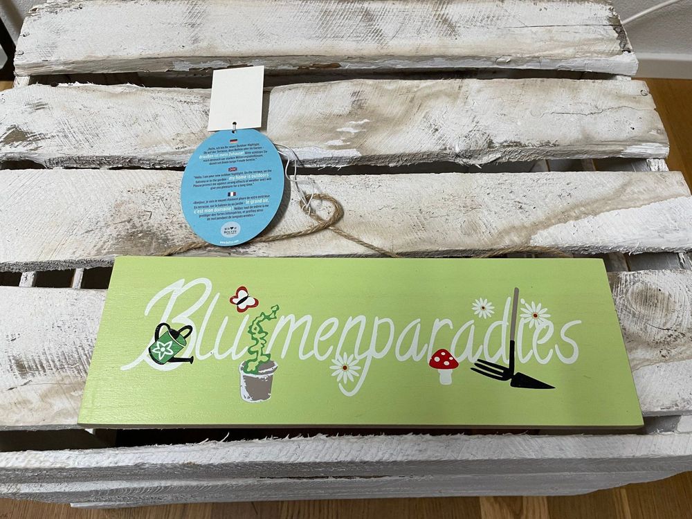 Deko-Schild "Blumenparadies" 30cm | Holz | Garten | NEU
