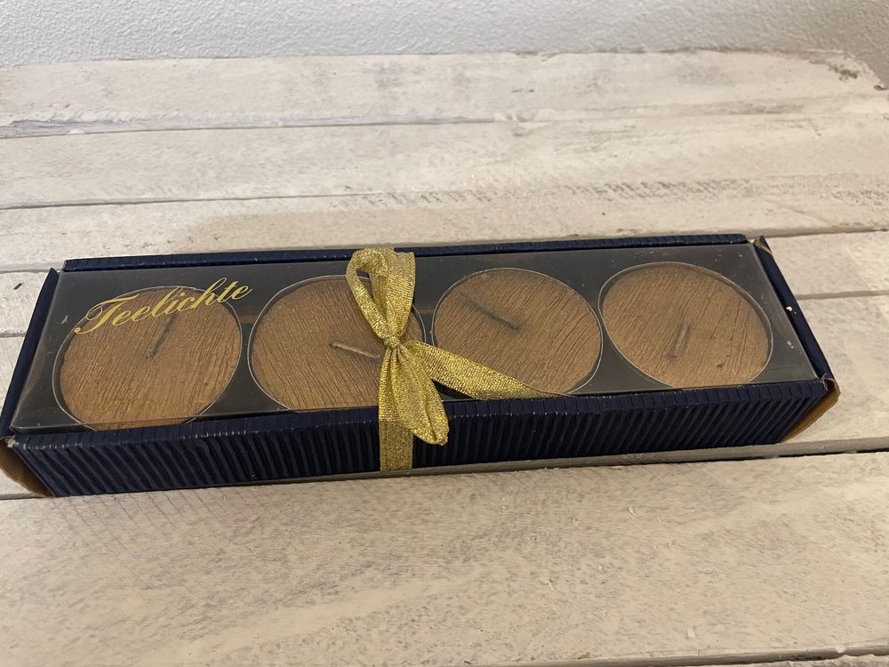 Edles 4er-Set braune Teelichter in Geschenkbox - NEU