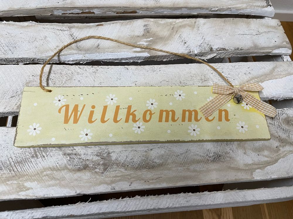 Holzschild "Willkommen" 30cm | Türschild Landhausstil