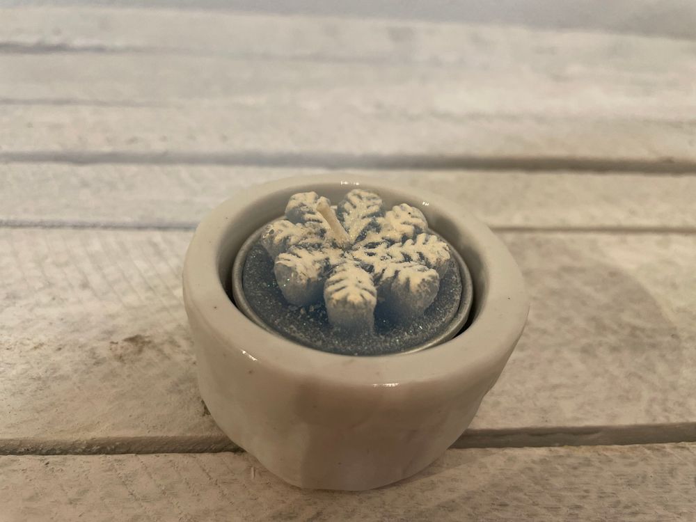 Teelichthalter Keramik mit Motiv-Teelicht Schneeflocke