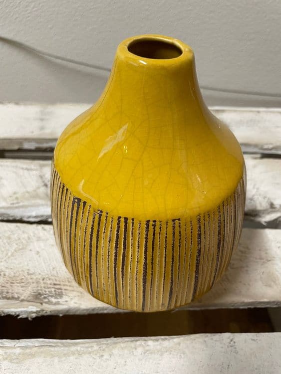 BOLTZE Design-Vase (15cm) gelb/schwarz | Keramik NEU