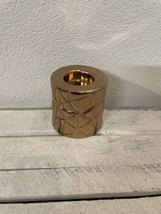 Kerzenbecher Kerzenhalter Gold Kupfer 8cm Geometric Deko NEU