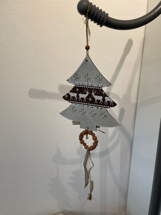 Weihnachtsdeko Tannenbaum Hänger Holz Rentier Muster NEU