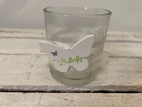 Windlicht Glas Schmetterling Teelichthalter 8cm 7cm Deko NEU