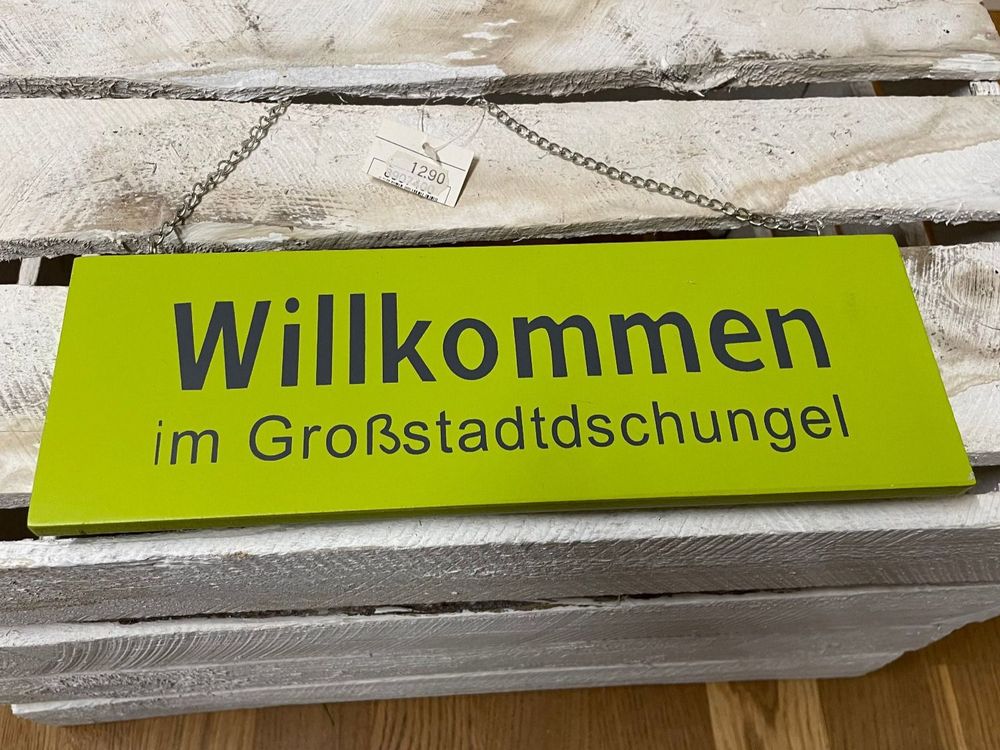 Türschild Holz "Willkommen im Großstadtdschungel", 30x10cm