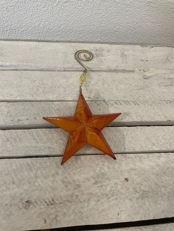 Weihnachtsstern Haenger Orange Bernstein Baumschmuck 9x9cm